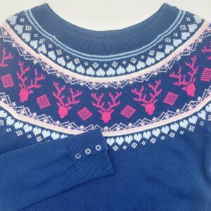 Talbots Cotton Cashmere Blend Reindeer Sweater Women's Small Petite Fair Isle